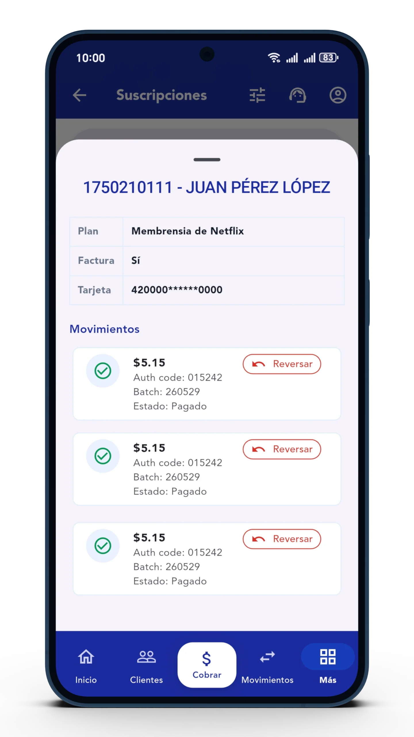 Registro de movimientos